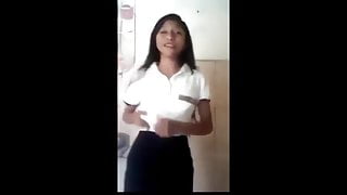 Latin schoolgirl striptease